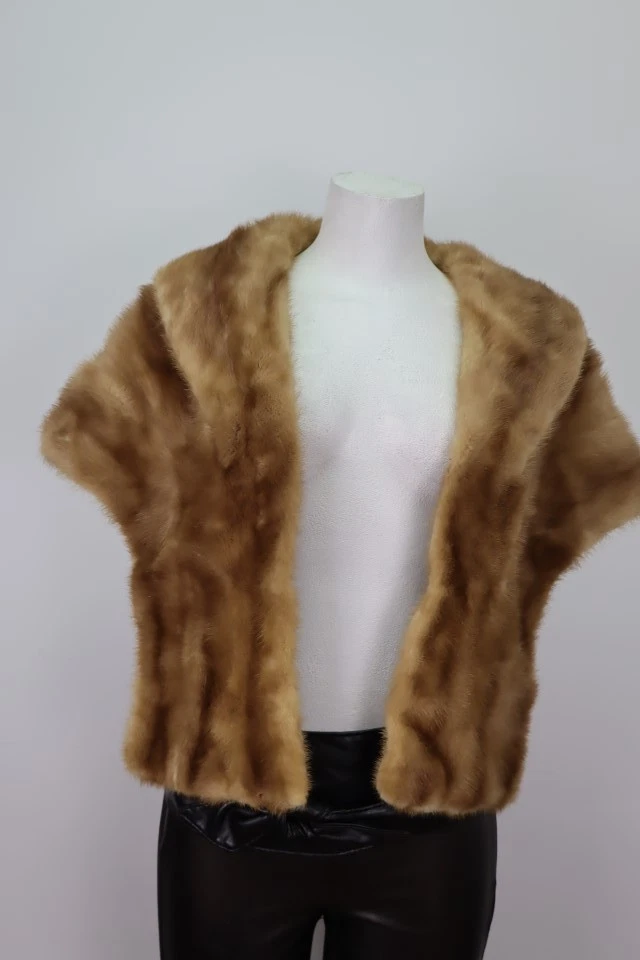 Women's Mink Fur Stole Cape Wrap Shawl MINT WEDDING - Image 2