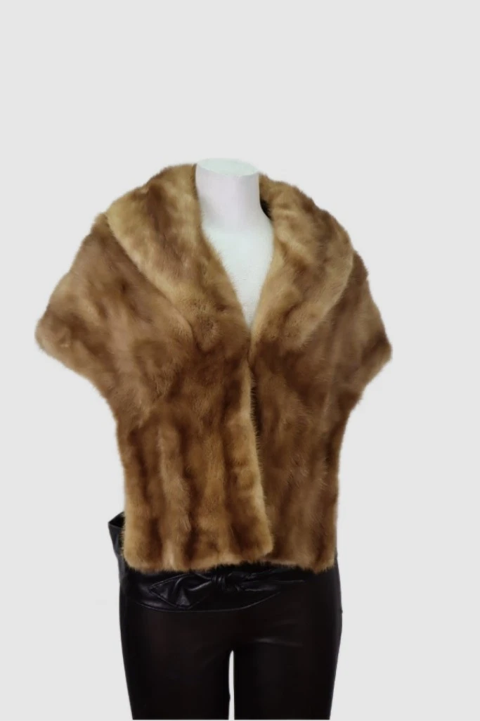 Women's Mink Fur Stole Cape Wrap Shawl MINT WEDDING