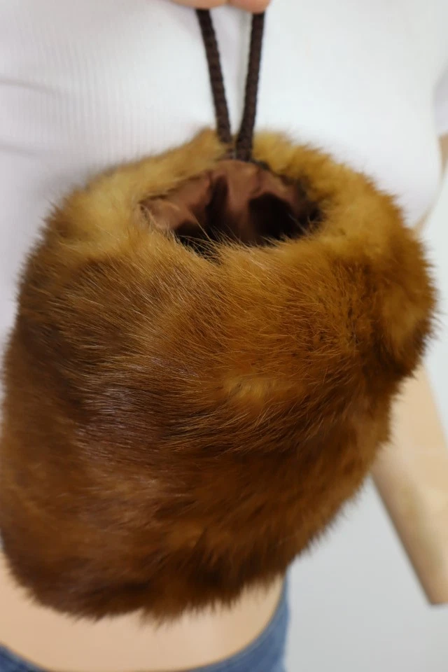 Women's MINT+ Mink Fur Hand Muff Wristlet Small