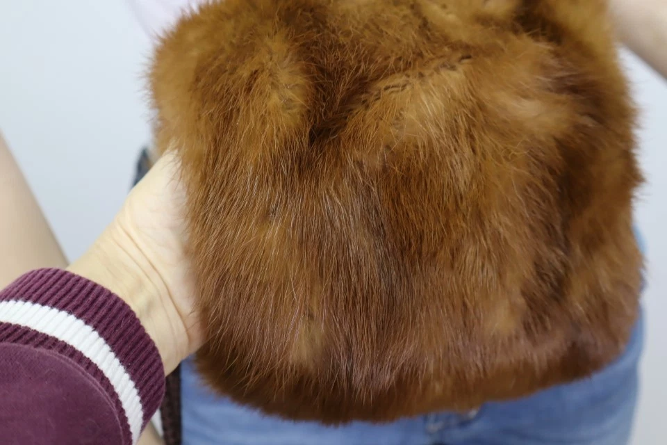 Women's MINT+ Mink Fur Hand Muff Wristlet Small - Image 2