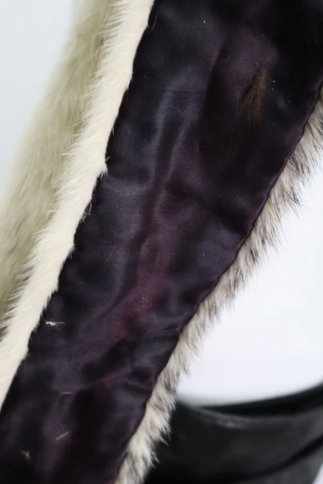 Black Cross Mink Fur Collar Coat Detachable MINT+ - Image 4