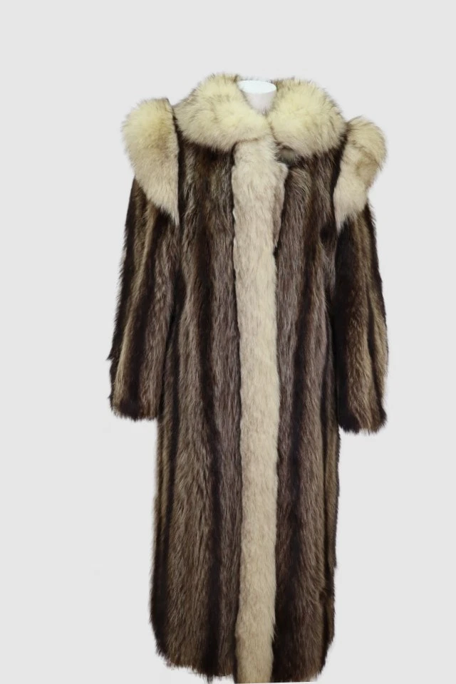 Women's Sz 6 Raccoon Fox Fur Coat VG