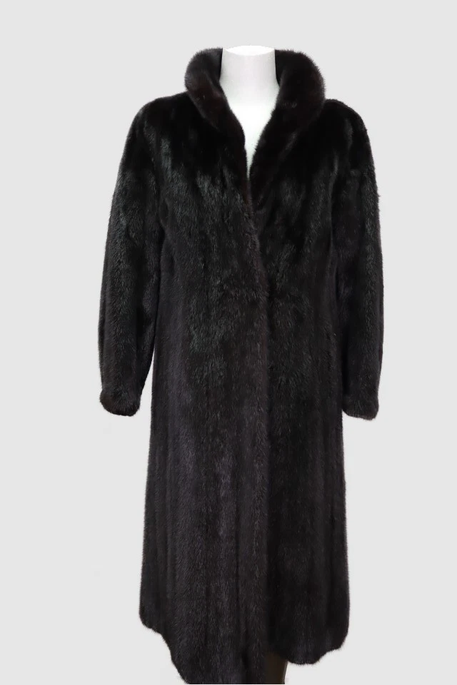 Women's Sz 4 Natural Black Mink Fur Coat MINT+