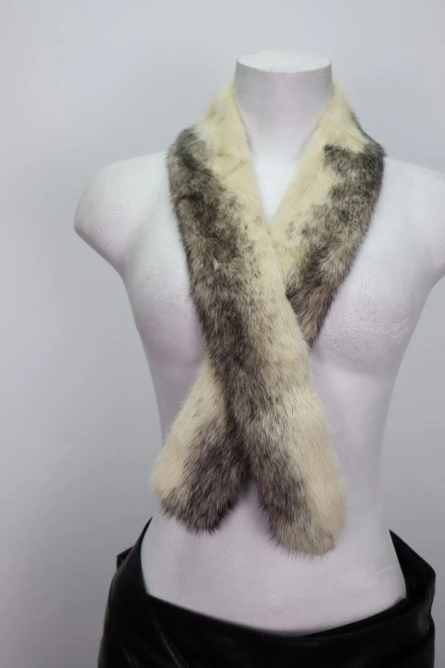 Black Cross Mink Fur Collar Coat Detachable MINT+