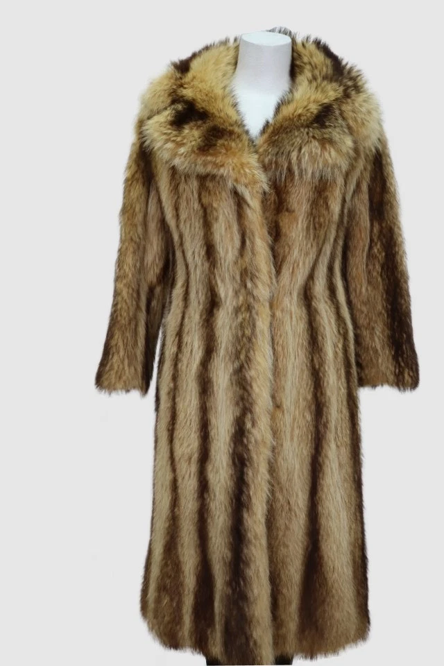 Women's Sz 2/4 Tanuki Raccoon Fur Coat Jacket VG+
