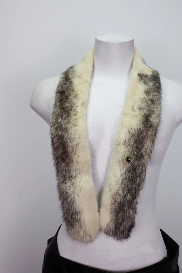 Black Cross Mink Fur Collar Coat Detachable MINT+ - Image 2