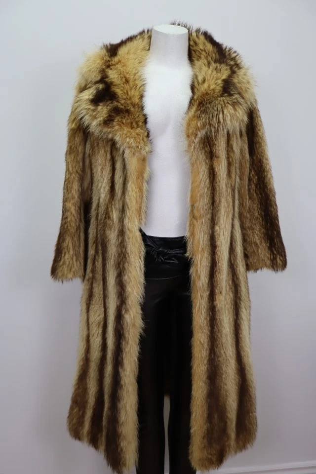Women's Sz 2/4 Tanuki Raccoon Fur Coat Jacket VG+ - Image 2