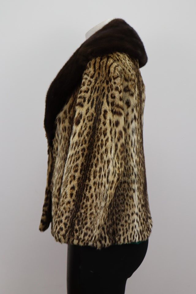 Vintage Ocelot Fur Bolero Jacket Mink Fur Women's S - Image 2