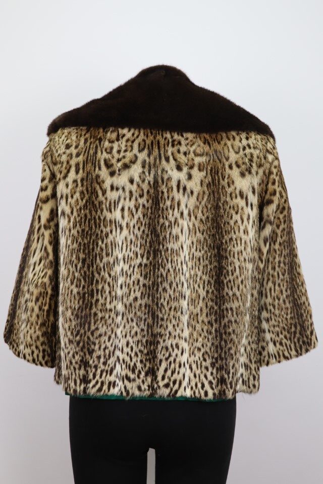 Vintage Ocelot Fur Bolero Jacket Mink Fur Women's S - Image 3