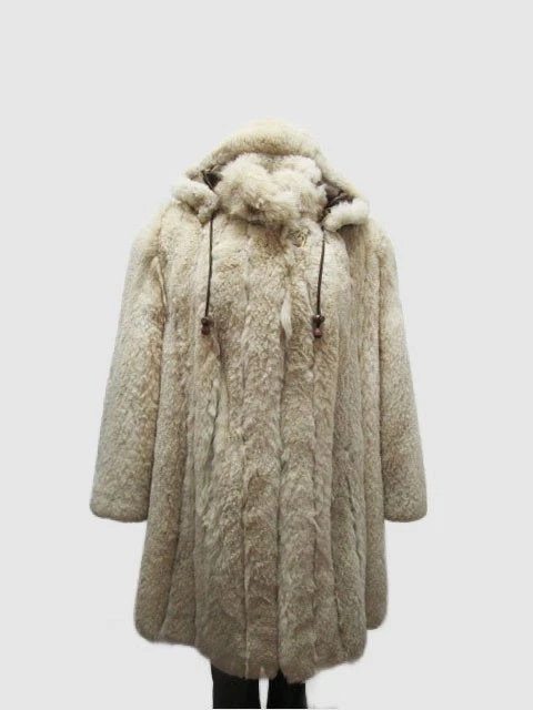 Mint+ Sheared Fox Fur Coat Jacket Hood Women's 14 L