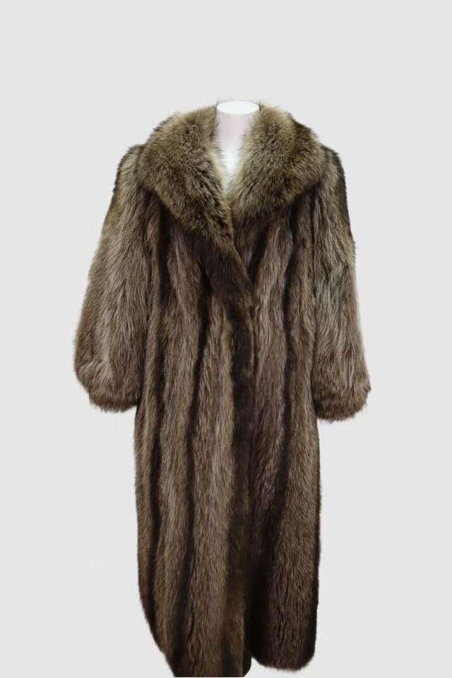 Women's Sz 8 Stylish Raccoon Fur Coat Jacket MINT
