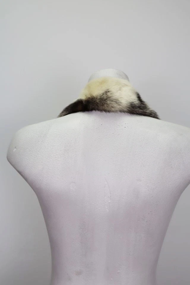 Black Cross Mink Fur Collar Coat Detachable MINT+ - Image 3