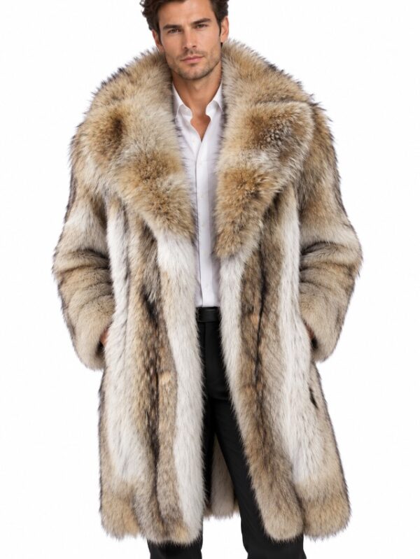 Men's New Coyote Fur Coat Jacket Size 42 | CU260405