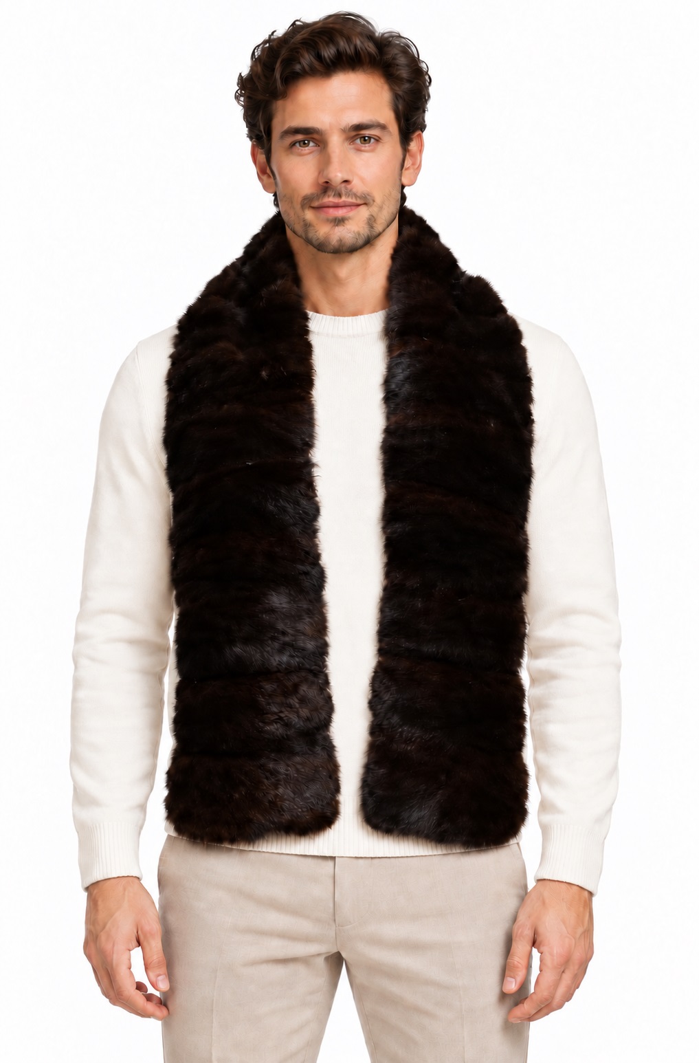 Men's Dark Ranch Mink Fur Scarf Collar Superb | MF2603_1M