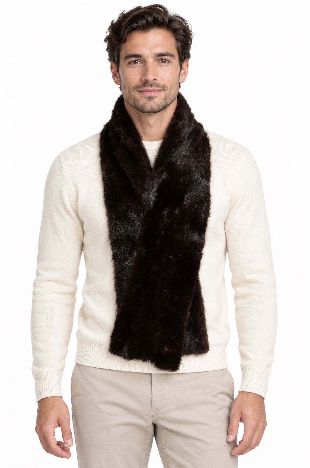 Men's Unisex Dark Ranch Mink Fur Scarf Collar Superb | MF2603_2M