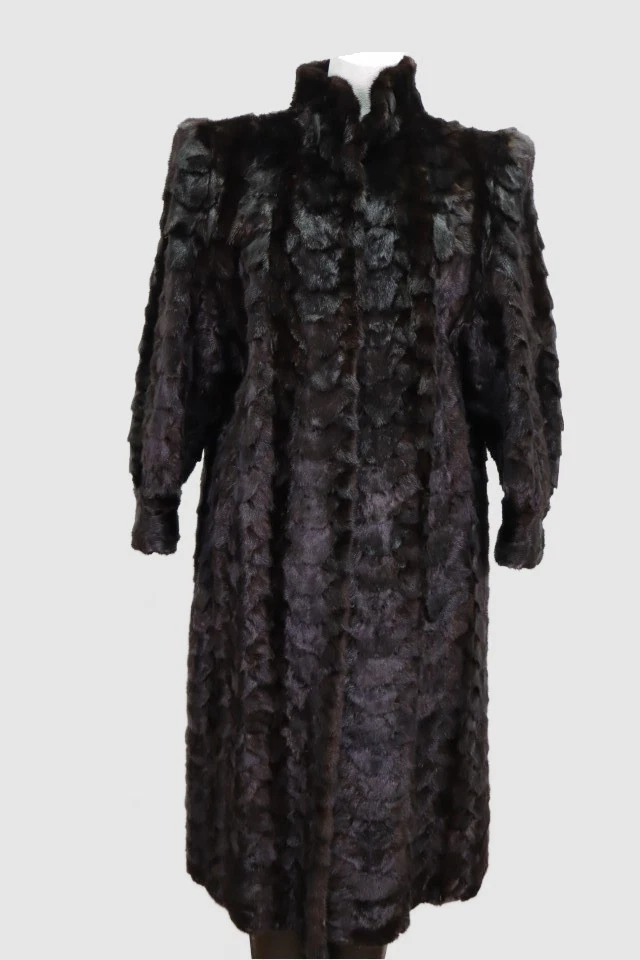 Women's Natural Black Mink Fur Coat Jacket MINT Sz 6