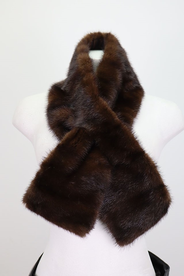 Men's Women's Unisex Natural Dark Ranch Mink Fur Scarf Collar Showroom New | MF260305_8 - Image 2