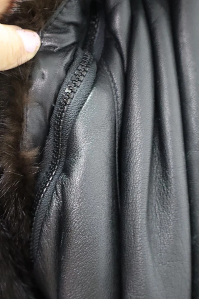 Mink Fur Leather Jacket Coat Vest MINT Women's 12 - Image 5