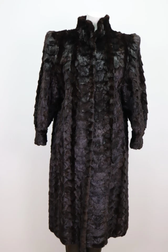 Women's Natural Black Mink Fur Coat Jacket MINT Sz 6 - Image 4