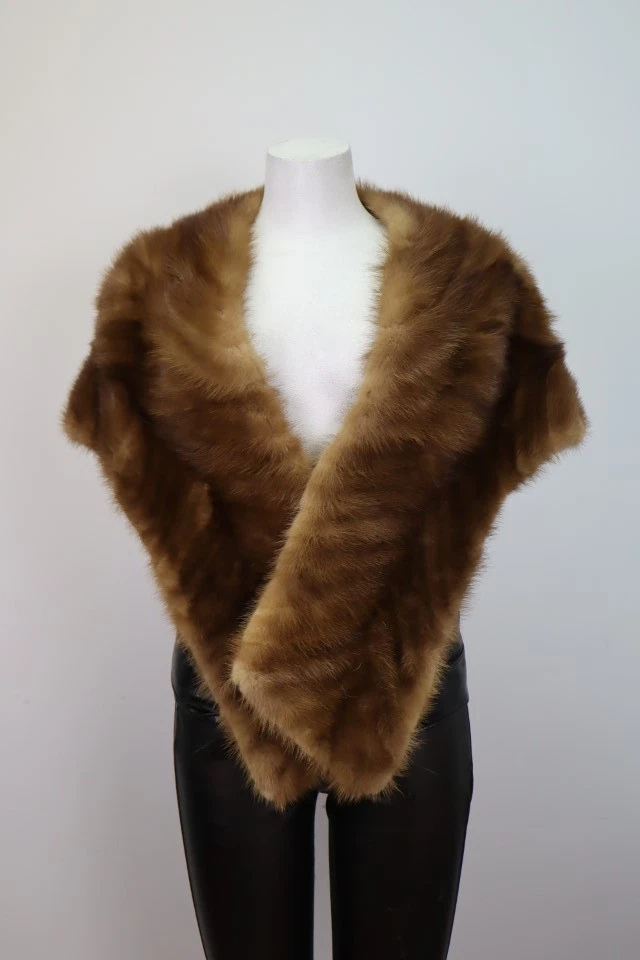 Women's MINT Mink Fur Shawl Stole Wrap Cape WEDDING Woman - Image 2