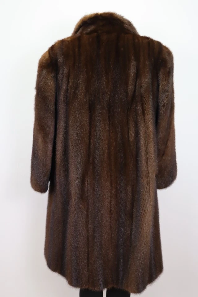 Women's Sz 6 Canadian Dark Pastel Mink Fur Coat Jacket VG+ - Image 4