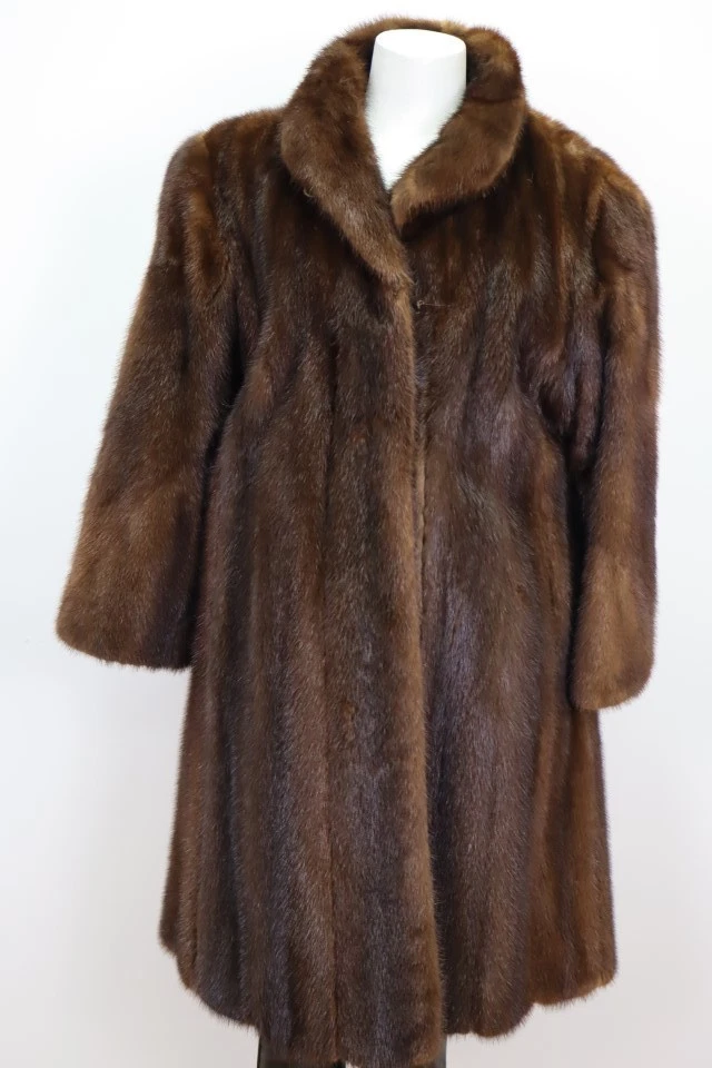 Women's Sz 6 Canadian Dark Pastel Mink Fur Coat Jacket VG+
