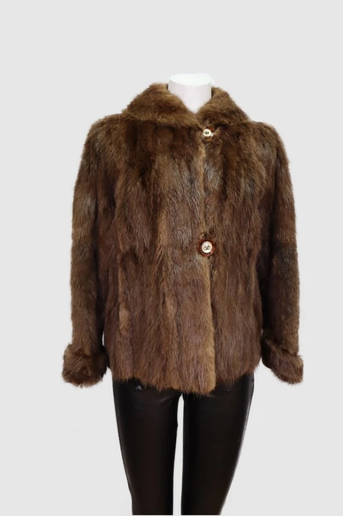 Women's Sz 8 Muskrat Fur Jacket Coat MINT Woman