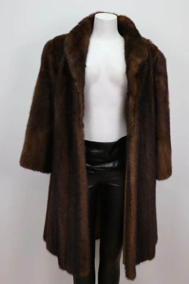 Women's Sz 6 Canadian Dark Pastel Mink Fur Coat Jacket VG+ - Image 2