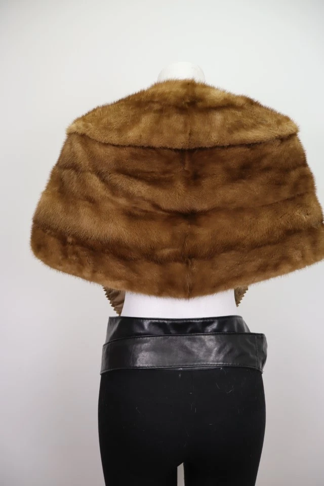 Women's Mink Fur Stole Wrap Cape MINT+ Large WEDDING - Image 3