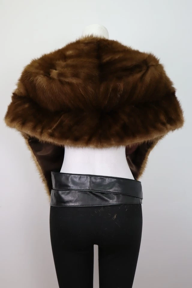 Women's MINT Mink Fur Shawl Stole Wrap Cape WEDDING Woman - Image 3