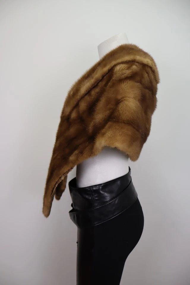 Women's Mink Fur Stole Wrap Cape MINT+ Large WEDDING - Image 2