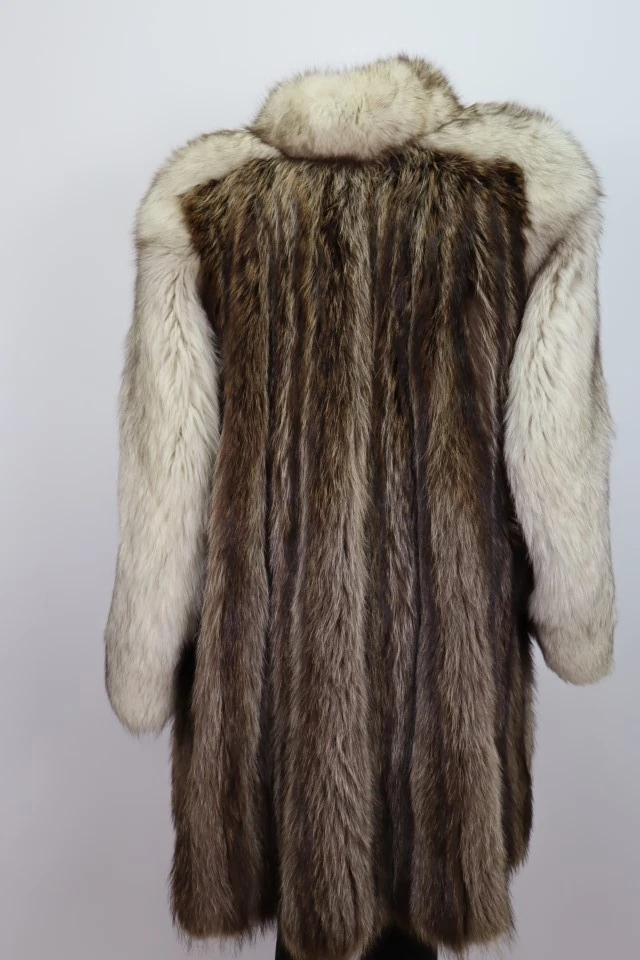 Women's Sz 10 SUPERB Raccoon & Fox Fur Coat Jacket Woman - Image 5