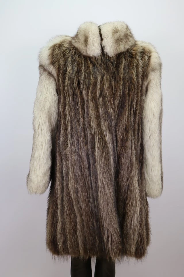Women's Sz 10 SUPERB Raccoon & Fox Fur Coat Jacket Woman - Image 4