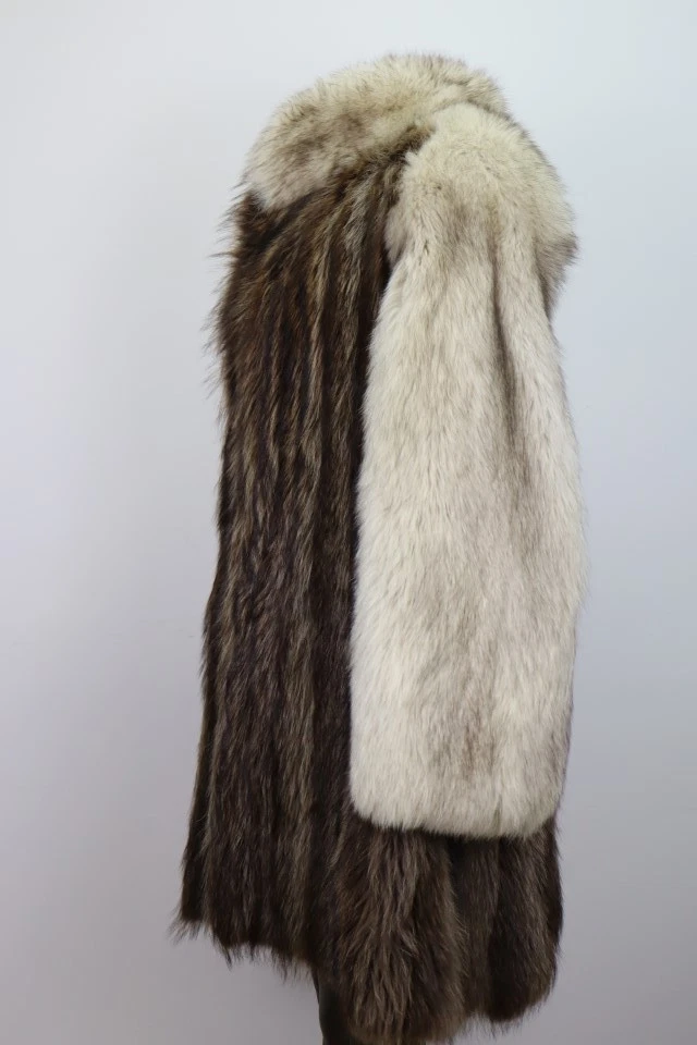 Women's Sz 10 SUPERB Raccoon & Fox Fur Coat Jacket Woman - Image 3