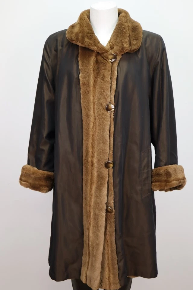 Women's Sz 6 Reversible Raincoat Sheared Mink Fur Lining SUPERB - Image 4