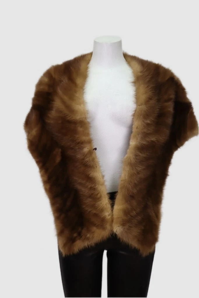 Women's MINT Mink Fur Shawl Stole Wrap Cape WEDDING Woman