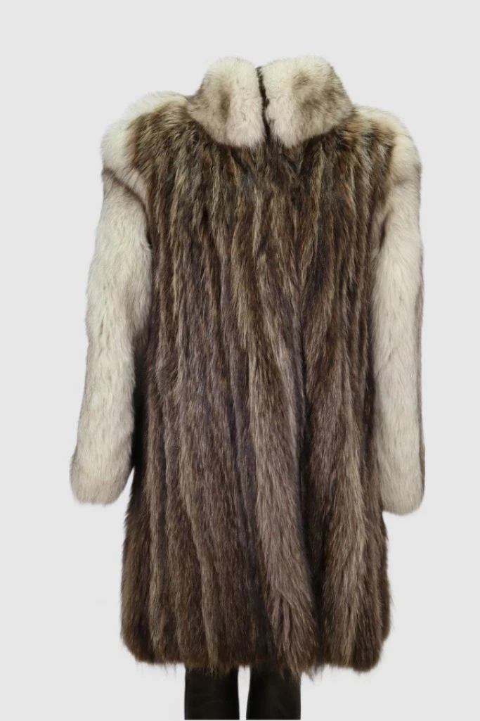 Women's Sz 10 SUPERB Raccoon & Fox Fur Coat Jacket Woman