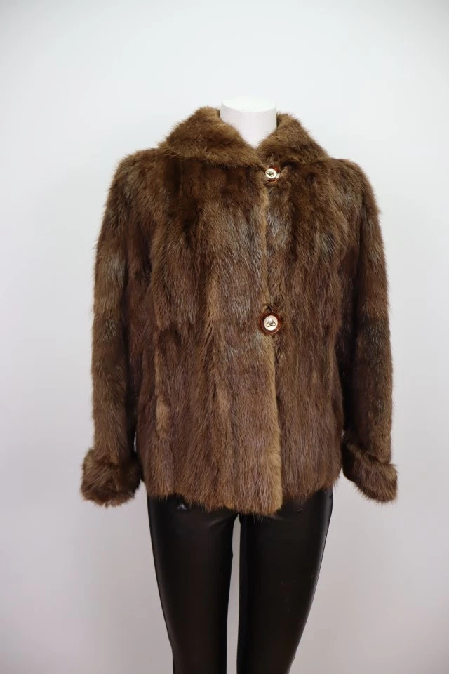 Women's Sz 8 Muskrat Fur Jacket Coat MINT Woman - Image 2