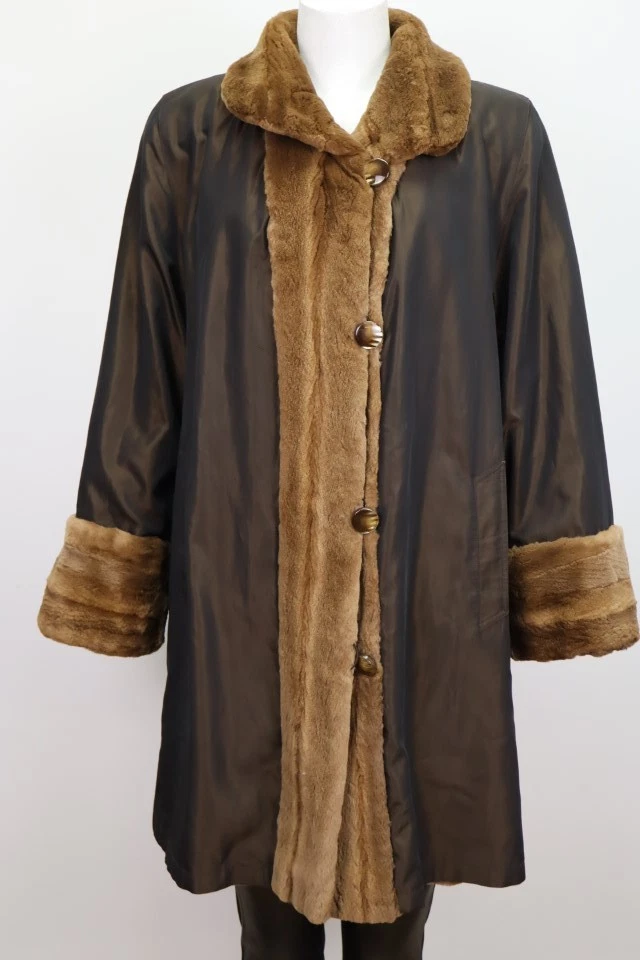 Women's Sz 6 Reversible Raincoat Sheared Mink Fur Lining SUPERB - Image 9