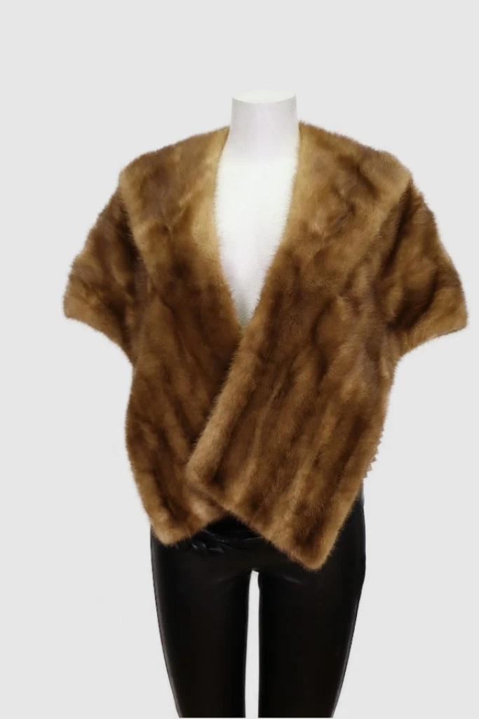 Women's Mink Fur Stole Wrap Cape MINT+ Large WEDDING