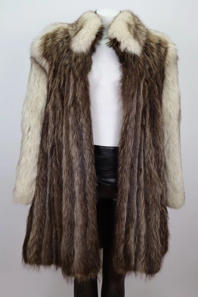 Women's Sz 10 SUPERB Raccoon & Fox Fur Coat Jacket Woman - Image 2