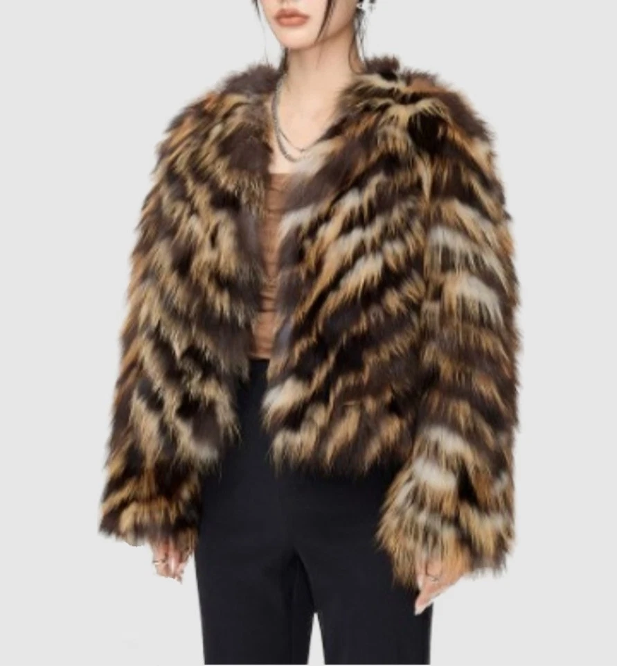 Women's Sz 8 NEW Red Fox Multi Color Fur Bolero Jacket