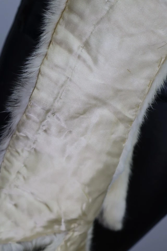 Black Cross Mink Fur Collar Coat Raincoat Detachable Women's Men's Unisex - Image 4