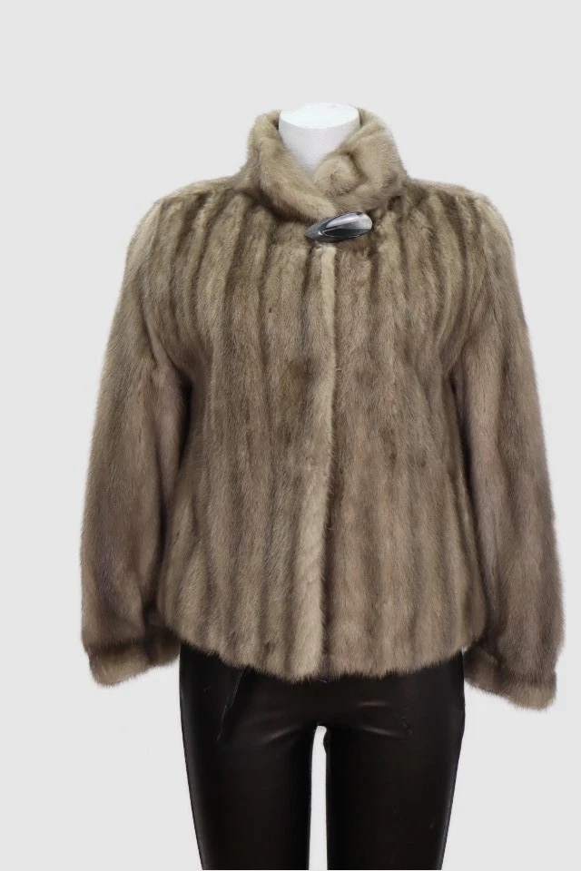 Women's Sz 4/6 Gray Mink Fur Coat Jacket MINT+ Lunaraine