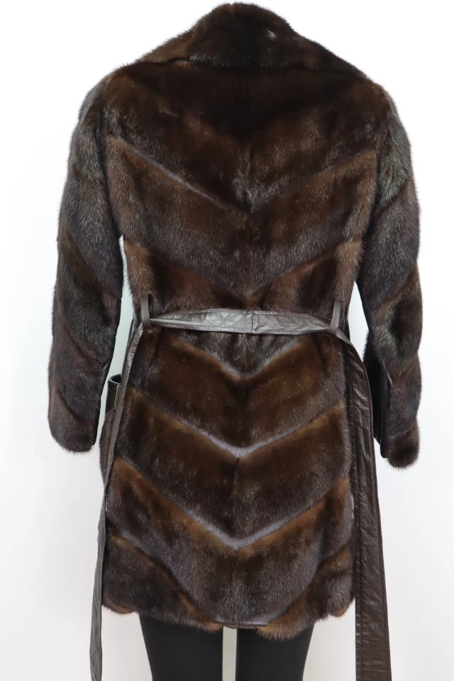 Women's Sz 2/4 XS MINT Dark Ranch Mink Fur Leather Coat Jacket Woman - Image 4