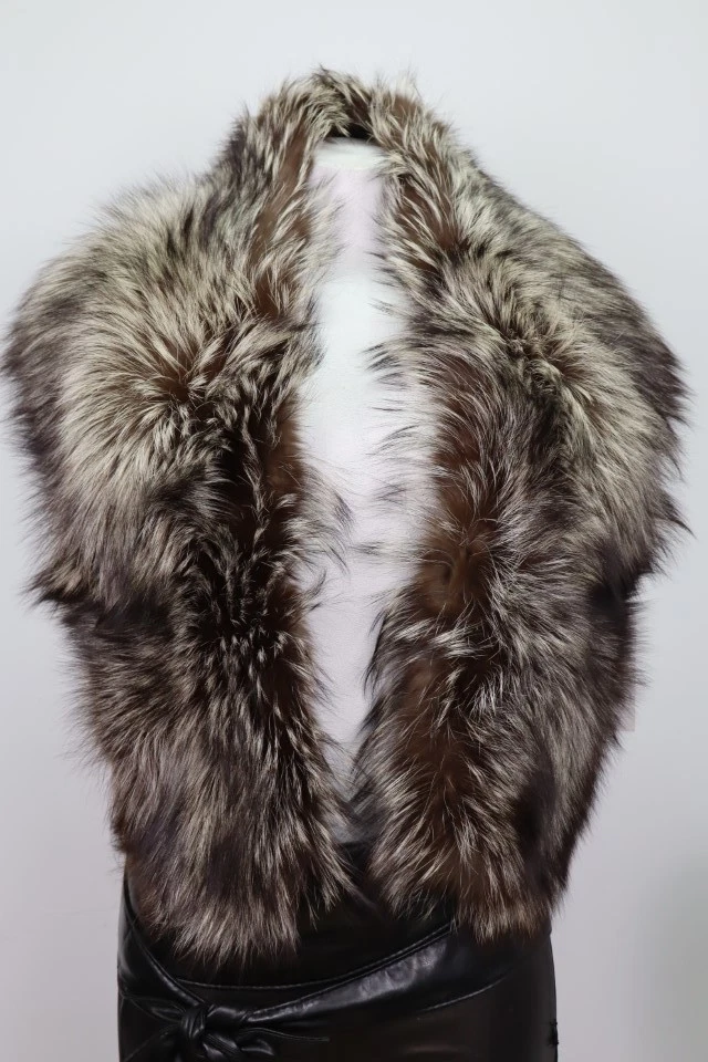 Women's New Silver SAGA Fox Fur Collar Coat Raincoat Detachable SAMPLE SALE