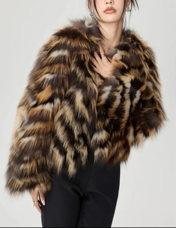 Women's Sz 8 NEW Red Fox Multi Color Fur Bolero Jacket - Image 3