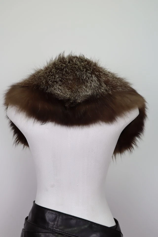Women's Silver Fox Fur Collar Coat Raincoat Detachable MINT Ladies - Image 2