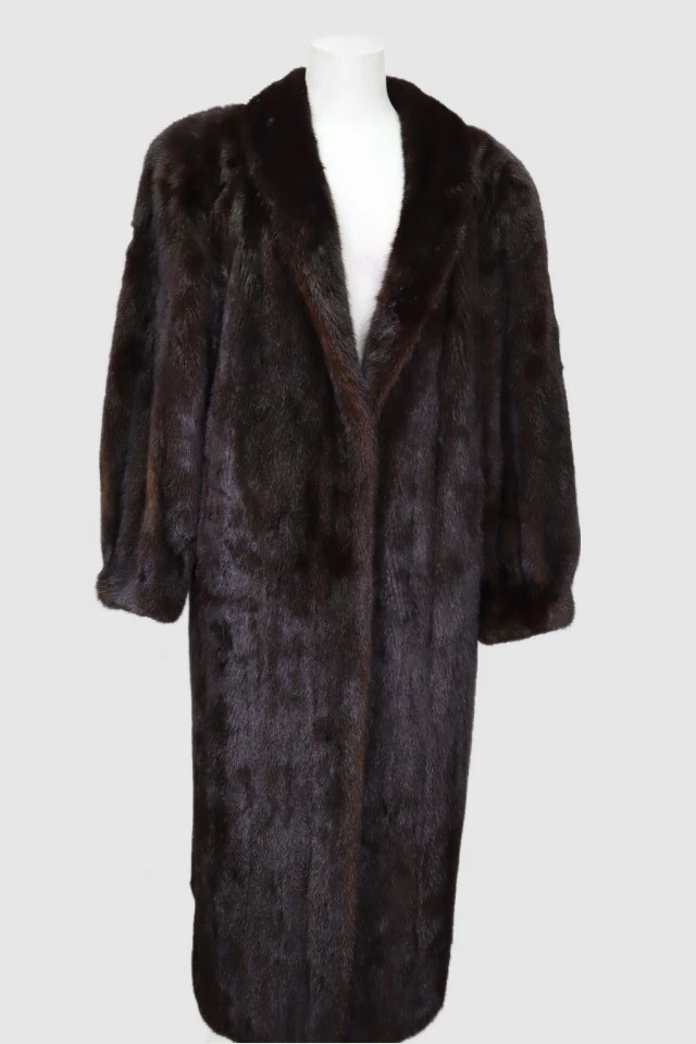 Women's Sz 8 Dark Ranch Mink Fur Coat MINT+ Woman
