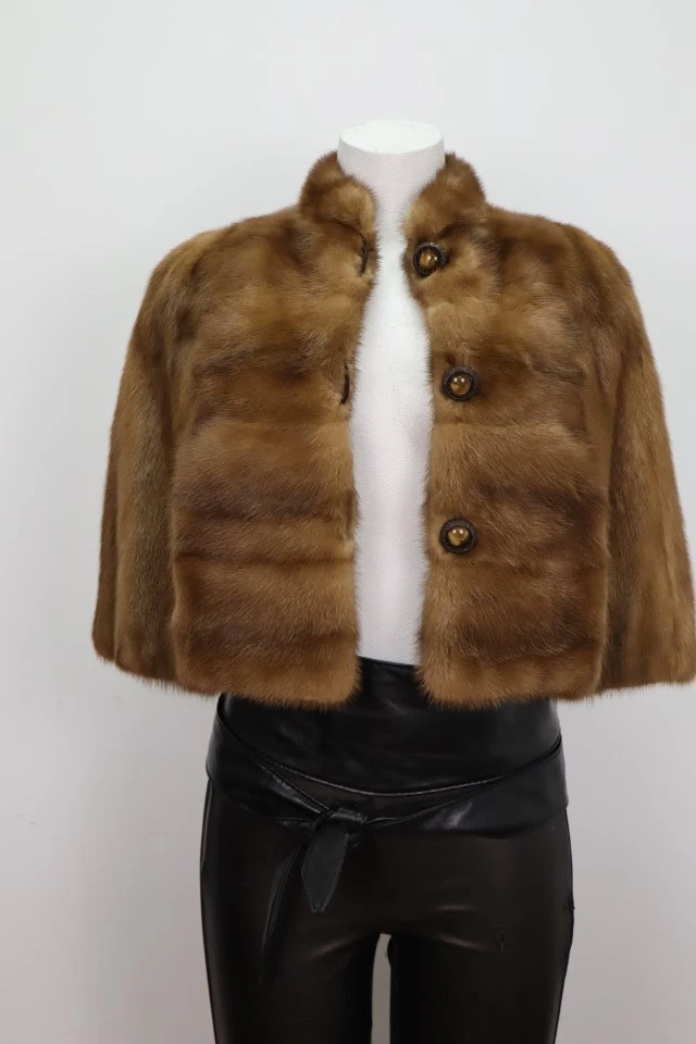 Women's MINT Mink Fur Stole Wrap Cape Wedding Bolero WEDDING Woman Vintage - Image 2